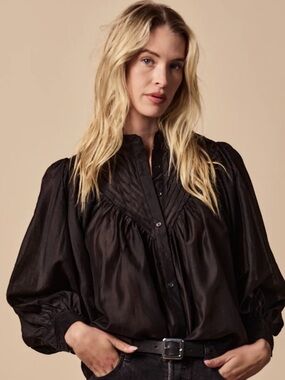 NWT Black The Shiv Ruffled Shirt